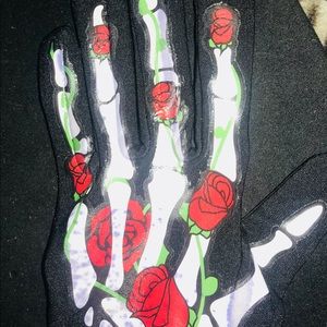 Day of the dead skeleton and roses glove